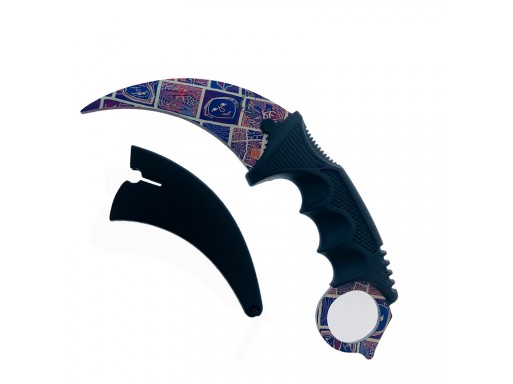 Falcon 7 1/2" Red & Blue Necklace Knife (Karambit) KC1308ART