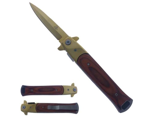 Falcon 8 3/4" Gold Spring Assisted Knife KS1107GWD