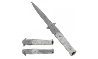 Falcon 8 3/4" Silver White Faux Marble Handle Spring Assisted Pocket Knife KS1107SL Falcon 8 3/4" Silver White Faux Marble Handle Spring Assisted Pocket Knife KS1107SL