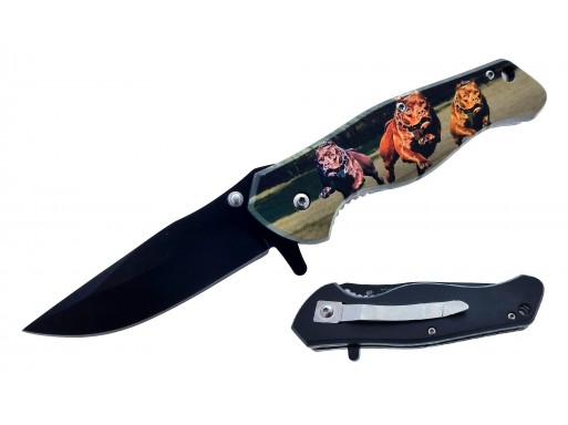 Falcon 8" Spring Assisted Knife Bulldog Handle KS11189BU