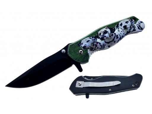 Falcon 8" Spring Assisted Knife Dalmatian Handle KS11189DO