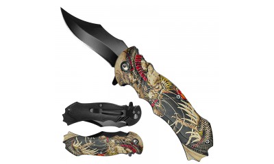 Falcon 7 3/4" Brown Dragon Handle Spring Assisted Pocket Knife KS1205-11 Falcon 7 3/4" Brown Dragon Handle Spring Assisted Pocket Knife KS1205-11