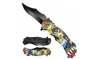 Falcon 7 3/4" Skull Handle Spring Assisted Pocket Knife KS1205-6 Falcon 7 3/4" Skull Handle Spring Assisted Pocket Knife KS1205-6
