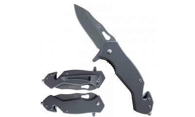 Gray Spring Assisted Knife w/Cutter and Glass Breaker KS1379GY Gray Spring Assisted Knife w/Cutter and Glass Breaker KS1379GY