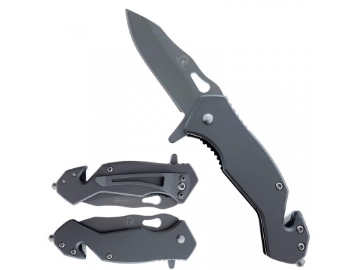 Gray Spring Assisted Knife w/Cutter and Glass Breaker KS1379GY
