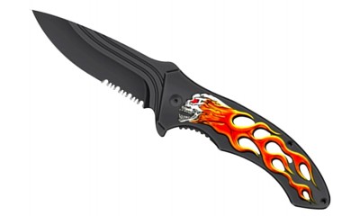 Falcon 7 1/4" Spring Assisted Pocket Knife Flame Handle KS1648-1 Falcon 7 1/4" Spring Assisted Pocket Knife Flame Handle KS1648-1