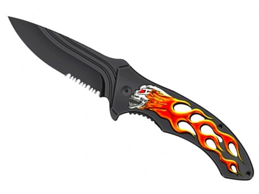 Falcon 7 1/4" Spring Assisted Pocket Knife Flame Handle KS1648-1