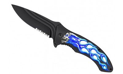 Falcon 7 1/4" Spring Assisted Pocket Knife Blue Flame Handle KS1648-2 Falcon 7 1/4" Spring Assisted Pocket Knife Blue Flame Handle KS1648-2