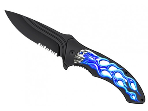 Falcon 7 1/4" Spring Assisted Pocket Knife Blue Flame Handle KS1648-2