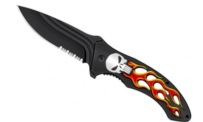 Falcon 7 1/4" Spring Assisted Pocket Knife Red Flame Skull Handle KS1648-5 Falcon 7 1/4" Spring Assisted Pocket Knife Red Flame Skull Handle KS1648-5