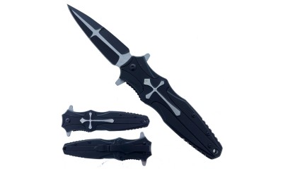 Falcon 8.5" Spring Assisted Knife-Black Cross KS1724BK Falcon 8.5" Spring Assisted Knife-Black Cross KS1724BK
