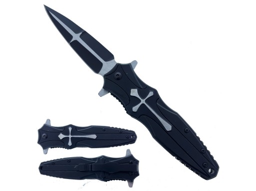 Falcon 8.5" Spring Assisted Knife-Black Cross KS1724BK