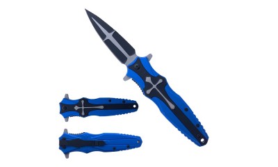 Falcon 8.5" Spring Assisted Knife-Blue Cross KS1724BL Falcon 8.5" Spring Assisted Knife-Blue Cross KS1724BL