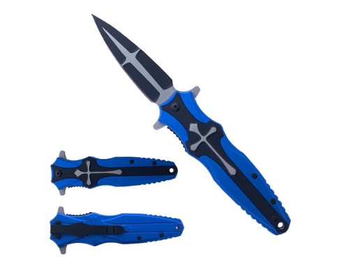 Falcon 8.5" Spring Assisted Knife-Blue Cross KS1724BL