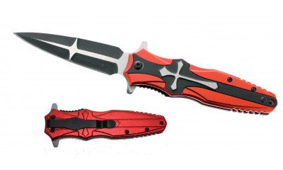 Falcon 8.5" Spring Assisted Knife-Red Cross KS1724RD Falcon 8.5" Spring Assisted Knife-Red Cross KS1724RD