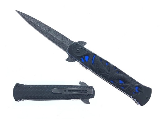 Falcon Spring Assisted Pocket Knife Dragon Engraved Handle KS23164BK