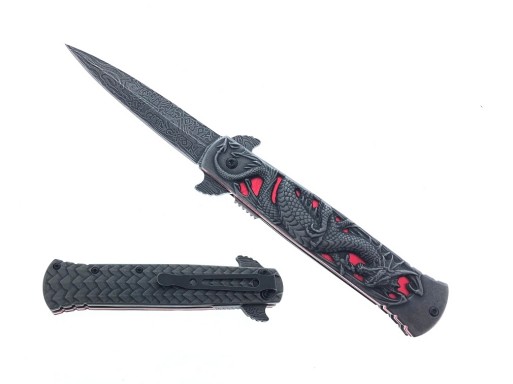 Falcon Spring Assisted Pocket Knife Dragon Engraved Handle KS23164GY