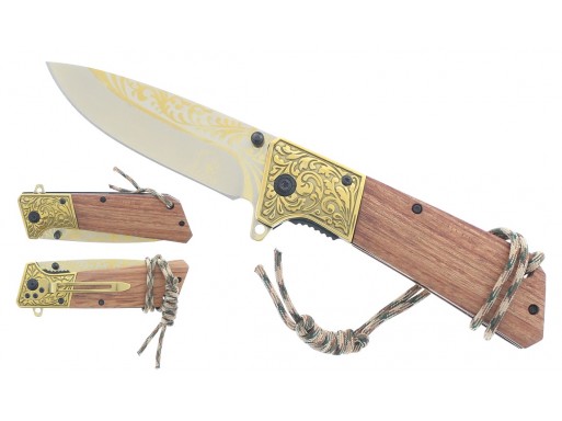 Falcon Spring Assisted Knife Wood Handle KS2376GD