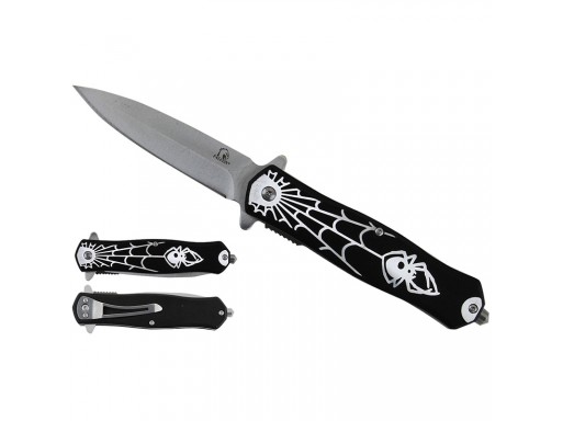 Falcon 8" Spring Assisted Pocket Knife Spider Handle KS2652BK