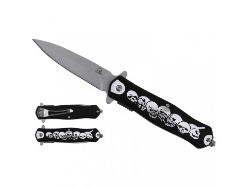 Falcon 8" Spring Assisted Knife Skull Handle KS2653BK