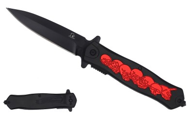Falcon 8" Spring Assisted Knife Skull Handle KS2653BR Falcon 8" Spring Assisted Knife Skull Handle KS2653BR