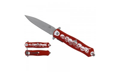 Falcon 8" Spring Assisted Knife Skull Handle KS2653RD Falcon 8" Spring Assisted Knife Skull Handle KS2653RD
