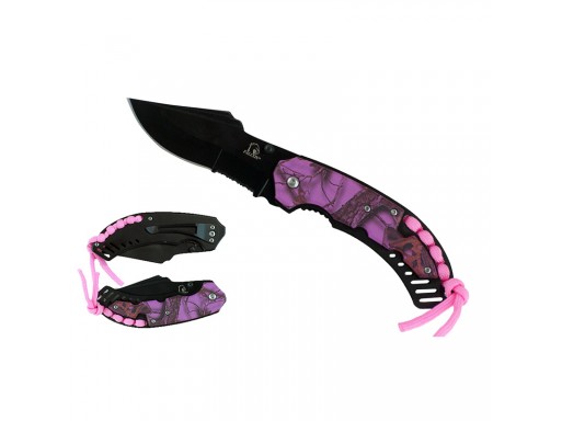 Falcon 8" Assisted Knife Camo ABS Handle & Paracord KS2847PP