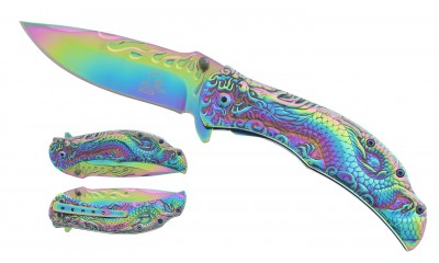 Falcon 8.25" Spring Assisted Pocket Knife Dragon Handle KS3000RB Falcon 8.25" Spring Assisted Pocket Knife Dragon Handle KS3000RB