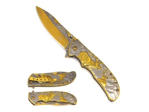 Falcon 8 1/2" Deer Spring Assisted Pocket Knife KS3007GD