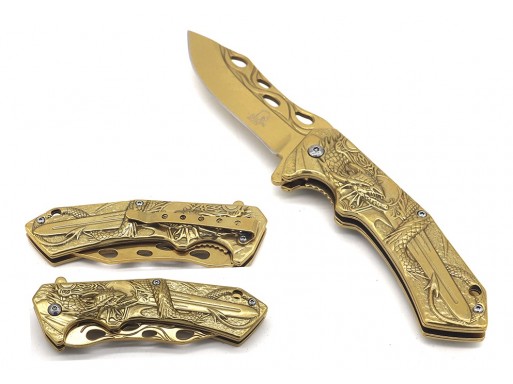 Falcon Spring Assisted Knife Dragon Handle KS30259GD