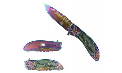 Falcon Spring Assisted Pocket Knife Engraved Handle KS30267BB Falcon Spring Assisted Pocket Knife Engraved Handle KS30267BB