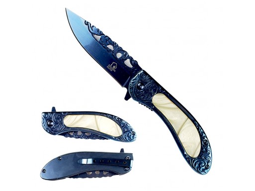 Falcon Spring Assisted Pocket Knife Engraved Handle KS30267BW