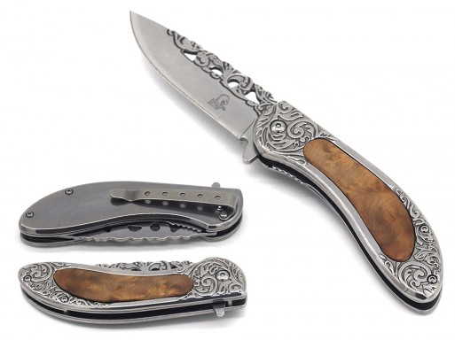 Falcon Spring Assisted Pocket Knife Engraved Handle KS30267CH