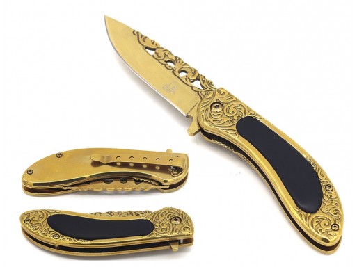Falcon Spring Assisted Pocket Knife Engraved Handle KS30267GB