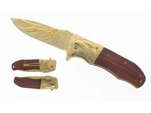 Falcon Spring Assisted Pocket Knife Eagle Engraved KS3099GD