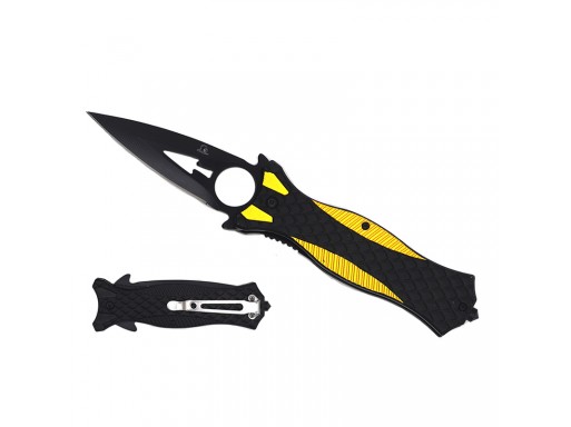 Falcon 8 1/2"  Spring Assisted Black and Gold ABS Handle KS3284BKGD