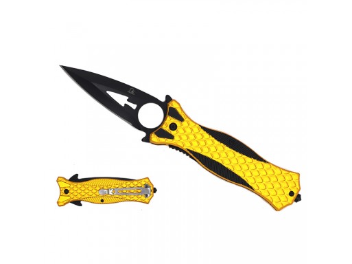 Falcon 8 1/2"  Spring Assisted Gold and Black ABS Handle KS3284GDBK