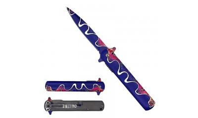 Falcon Spring Assisted Knife Purple and Pink Artistic Design KS33188-1  Falcon Spring Assisted Knife Purple and Pink Artistic Design KS33188-1