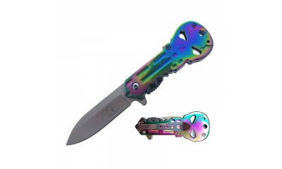 Falcon 4" Blade Spring Assisted Knife Gold Skull Handle KS33197RB Falcon 4" Blade Spring Assisted Knife Gold Skull Handle KS33197RB