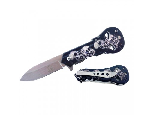 Falcon 4" Blade Spring Assisted Knife Skull Handle KS33197SK
