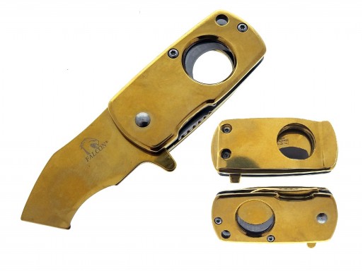 Falcon Spring Assisted Pocket Knife Cigar Cutter KS33217GD
